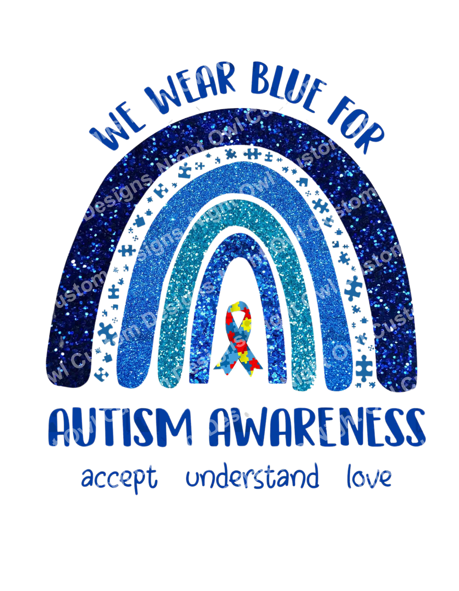 In April We Wear Blue Autism Awareness Transfer