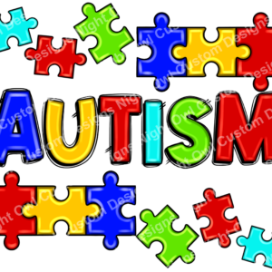 Autism Colorful Puzzle Piece Letters DTF Transfer