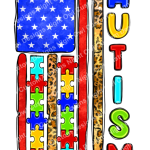 Autism Awareness American Flag DTF Transfer