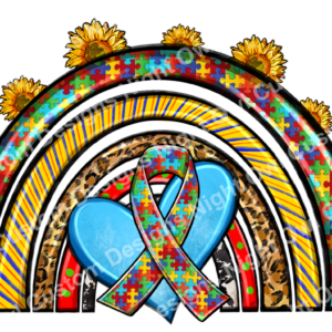 Autism Awareness Rainbow Sunflower DTF Transfer