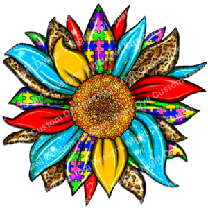 Autism Awareness Sunflower DTF Transfer